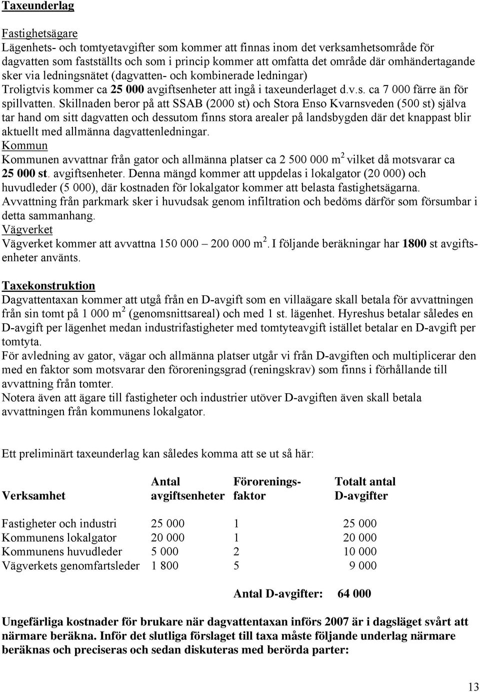 Skillnaden beror på att SSAB (2000 st) och Stora Enso Kvarnsveden (500 st) själva tar hand om sitt dagvatten och dessutom finns stora arealer på landsbygden där det knappast blir aktuellt med