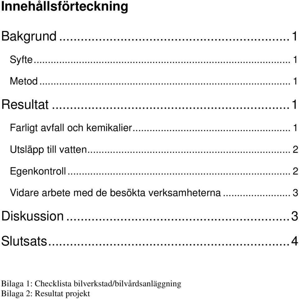 .. 2 Vidare arbete med de besökta verksamheterna... 3 Diskussion...3 Slutsats.