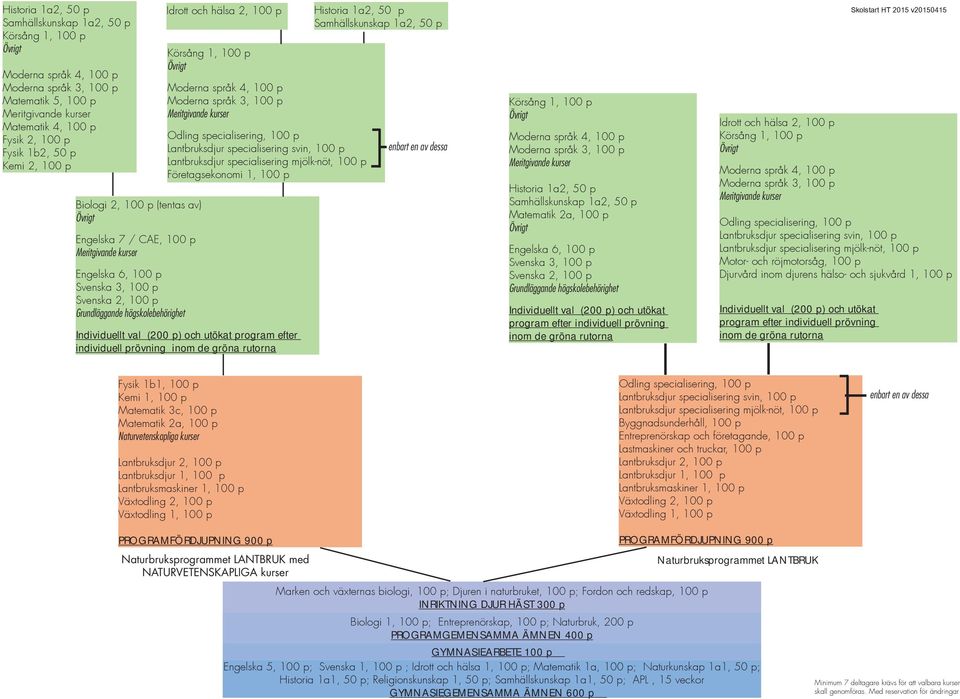 och utökat program efter individuell prövning inom de gröna rutorna enbart en av dessa Matematik 2a, 100 p Engelska 6, 100 p Svenska 3, 100 p Svenska 2, 100 p Grundläggande högskolebehörighet
