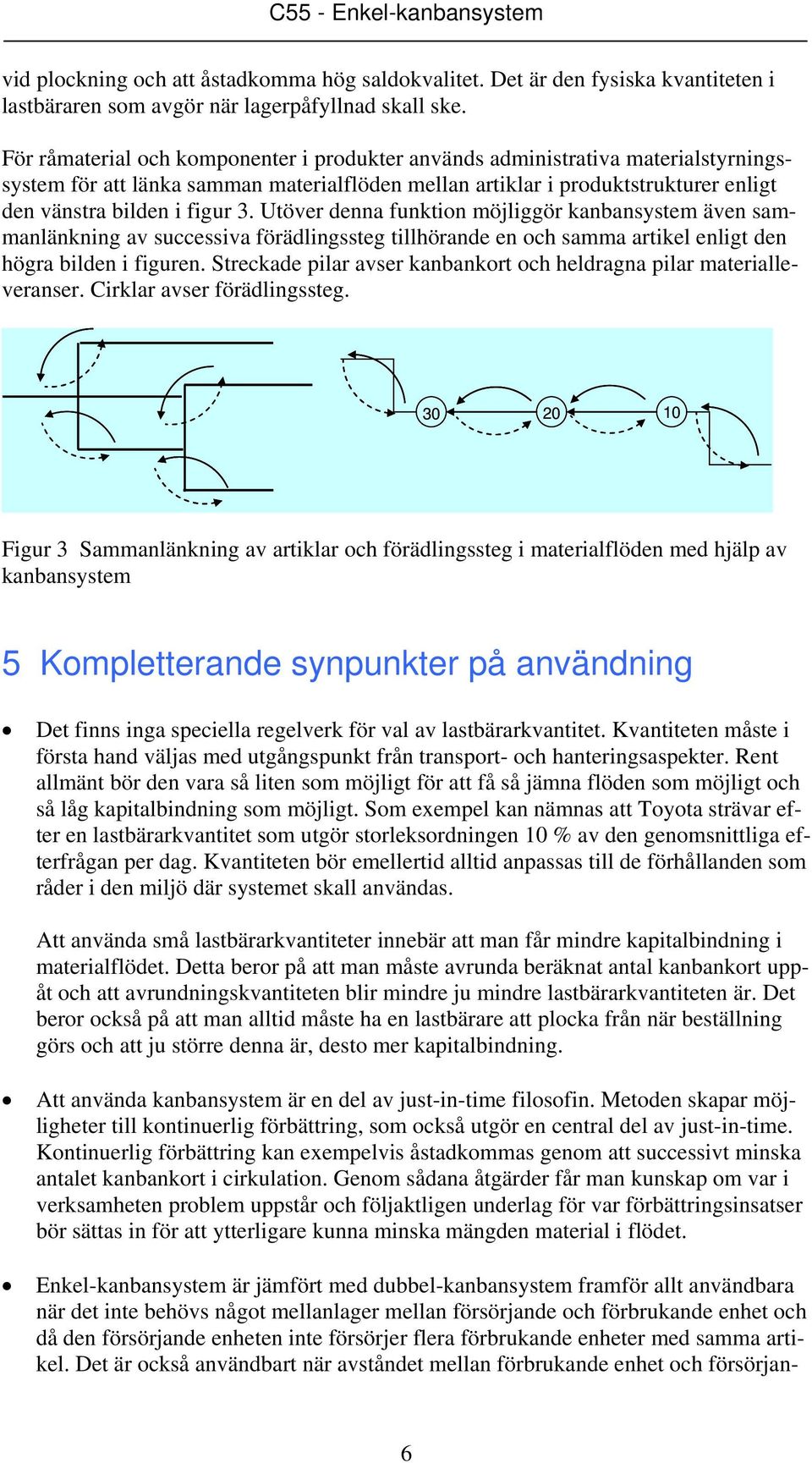 Utöver denna funktion möjliggör kanbansystem även sammanlänkning av successiva förädlingssteg tillhörande en och samma artikel enligt den högra bilden i figuren.