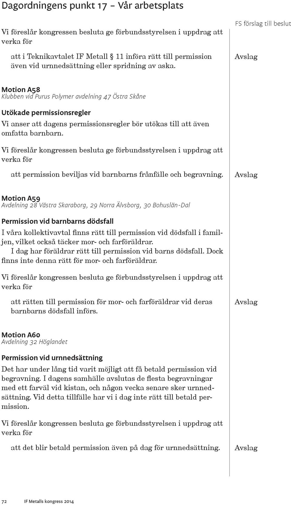 att permission beviljas vid barnbarns frånfälle och begravning.