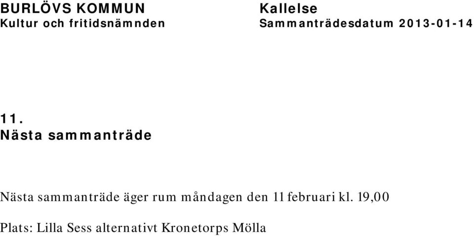 den 11 februari kl.