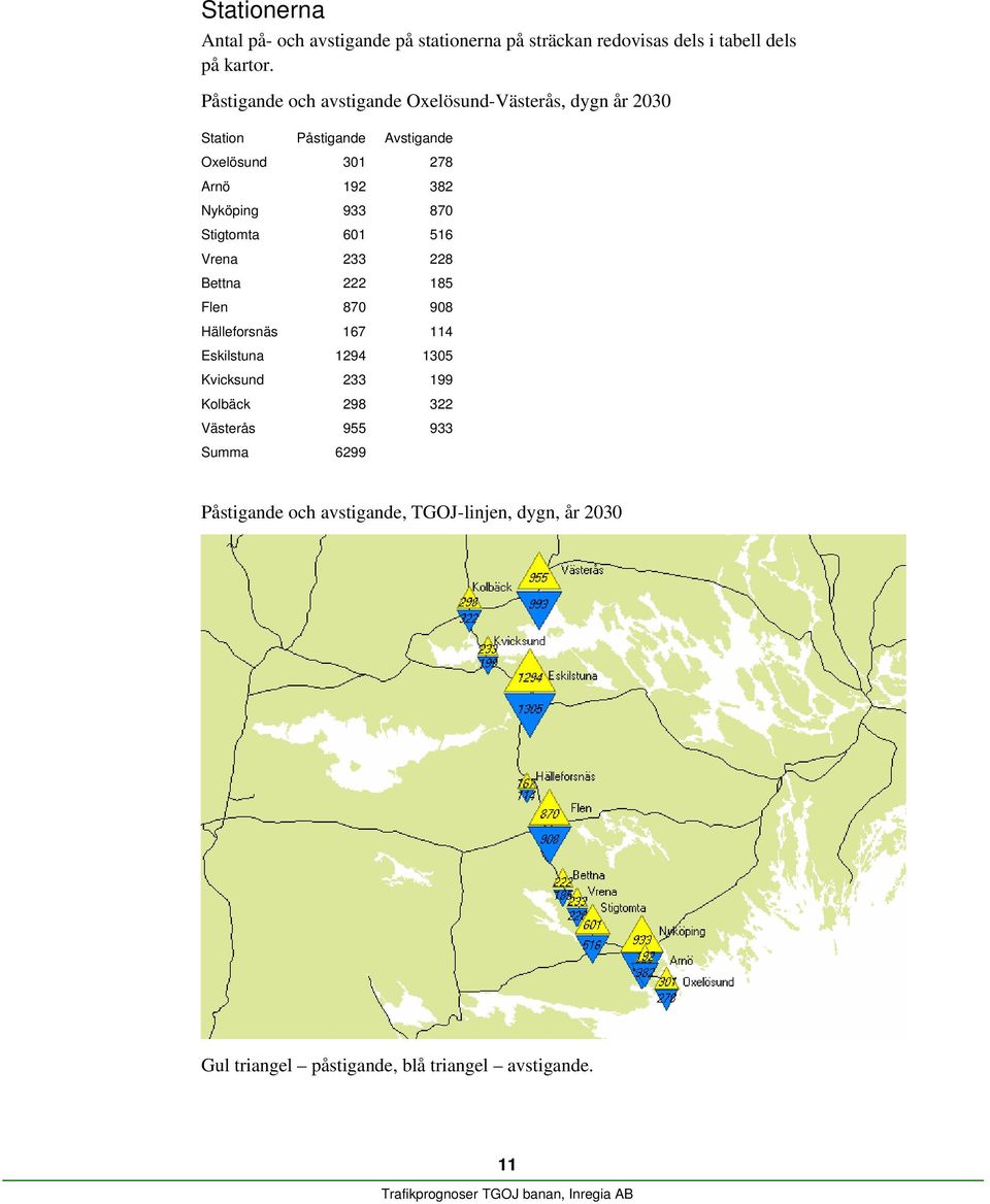 Nyköping 933 870 Stigtomta 601 516 Vrena 233 228 Bettna 222 185 Flen 870 908 Hälleforsnäs 167 114 Eskilstuna 1294 1305