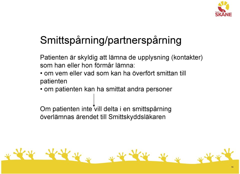 överfört smittan till patienten om patienten kan ha smittat andra personer Om