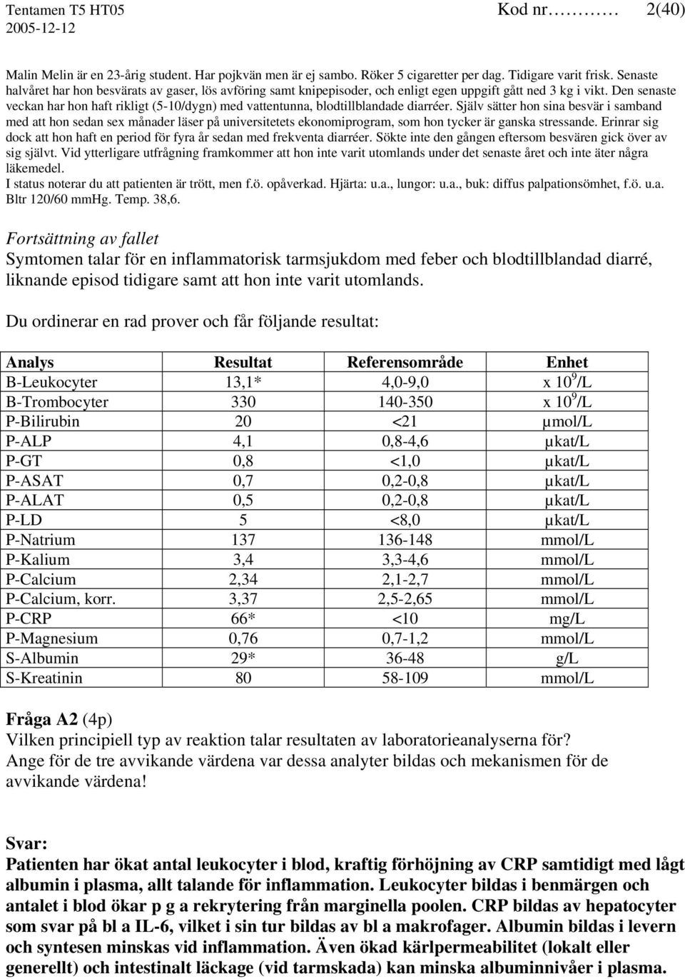 Den senaste veckan har hon haft rikligt (5-10/dygn) med vattentunna, blodtillblandade diarréer.