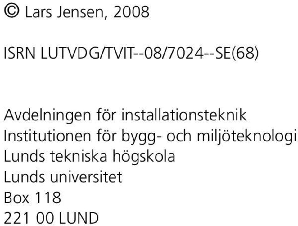 installationsteknik Institutionen för bygg-