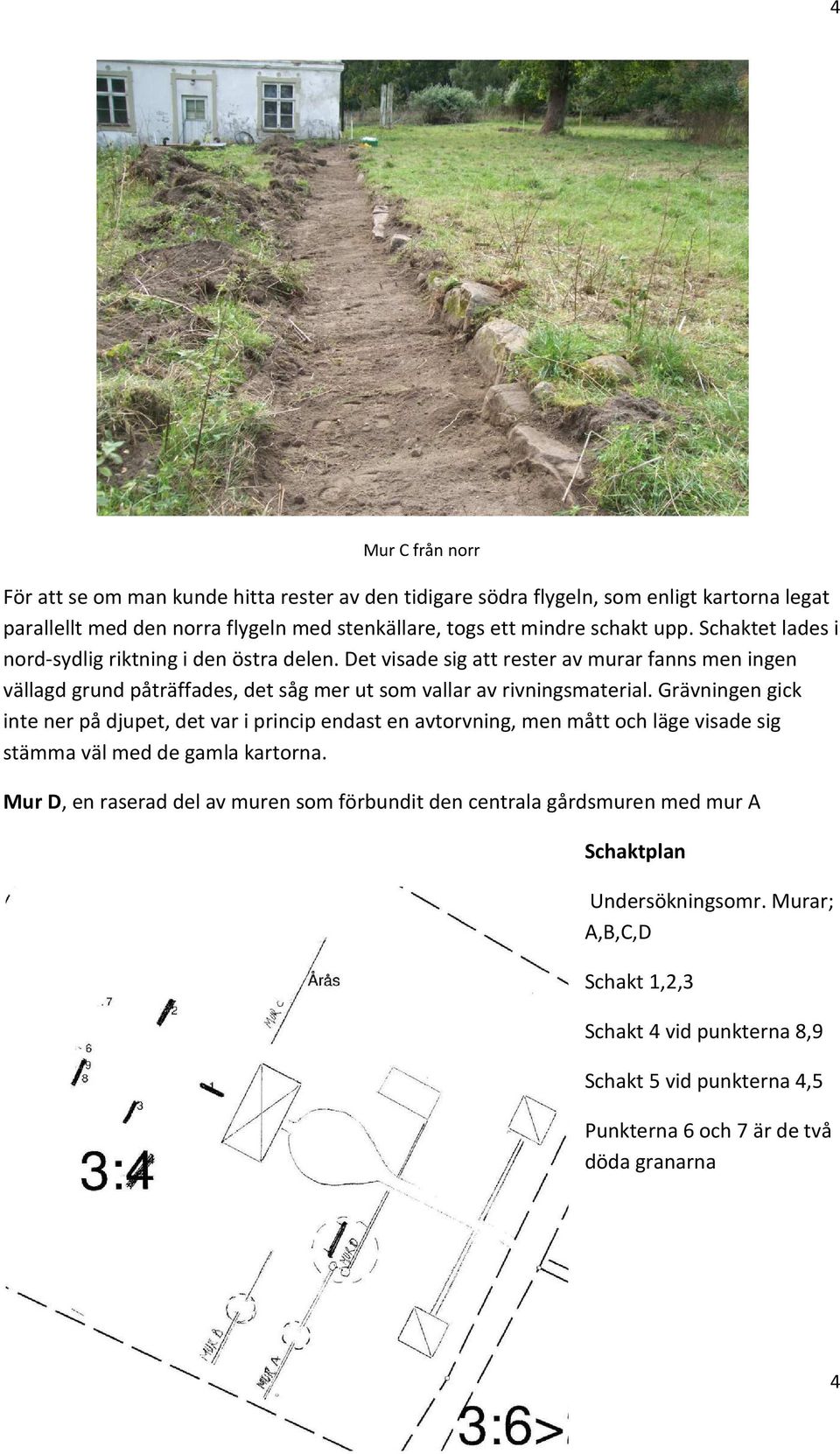 Grävningen gick inte ner på djupet, det var i princip endast en avtorvning, men mått och läge visade sig stämma väl med de gamla kartorna.