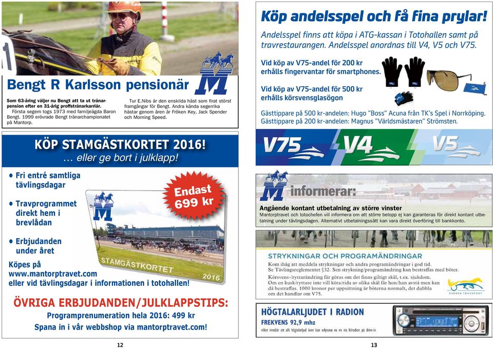 erövrade Bengt tränarchampionatet på Mantorp. Tur E.Nibs är den enskilda häst som firat störst framgångar för Bengt.