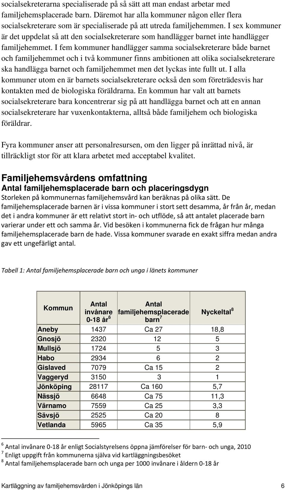 I sex kommuner är det uppdelat så att den socialsekreterare som handlägger barnet inte handlägger familjehemmet.