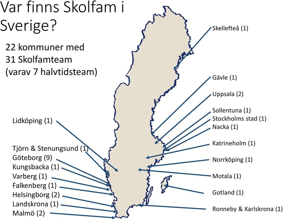 Lidköping (1) Tjörn & Stenungsund (1) Göteborg (9) Kungsbacka (1) Varberg (1) Falkenberg (1)