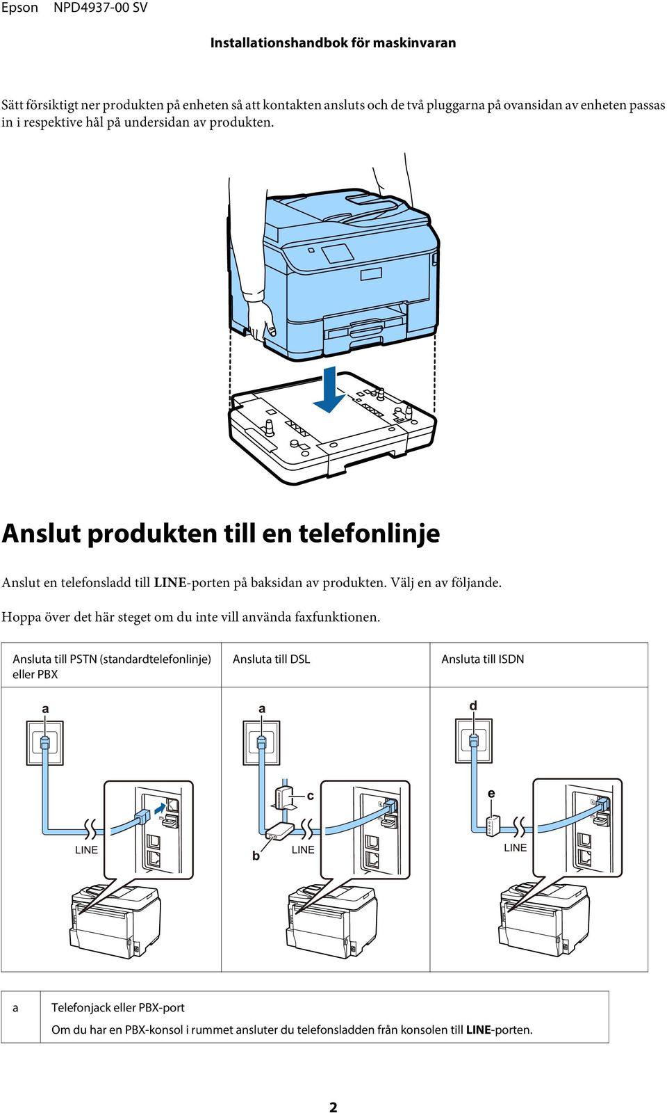 Välj en av följande. Hoppa över det här steget om du inte vill använda faxfunktionen.