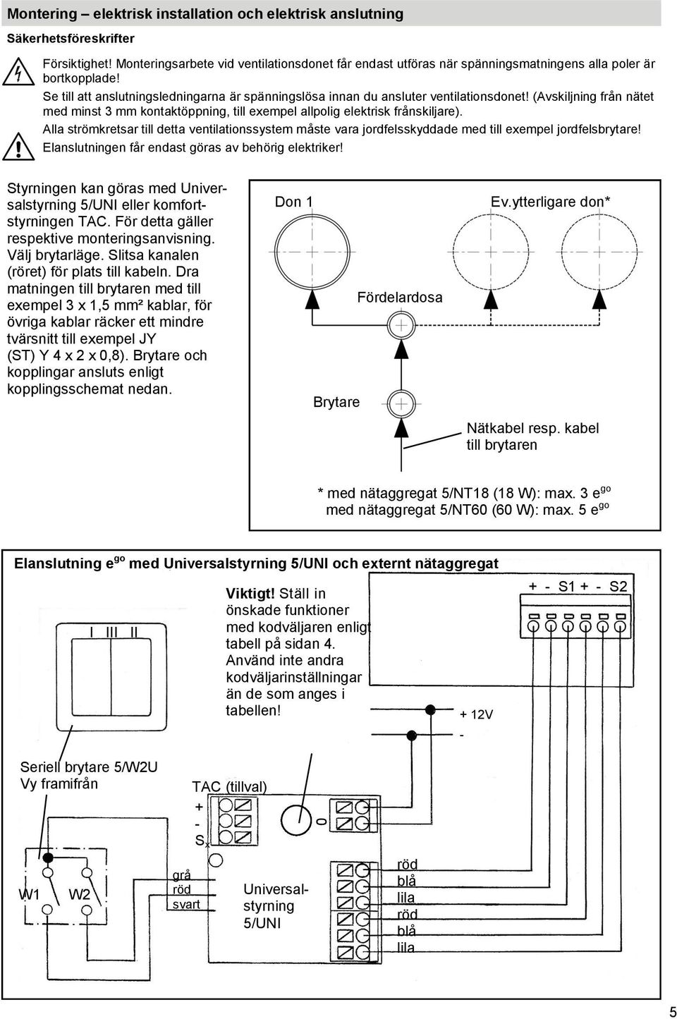 (Avskiljning från nätet med minst 3 mm kontaktöppning, till exempel allpolig elektrisk frånskiljare).