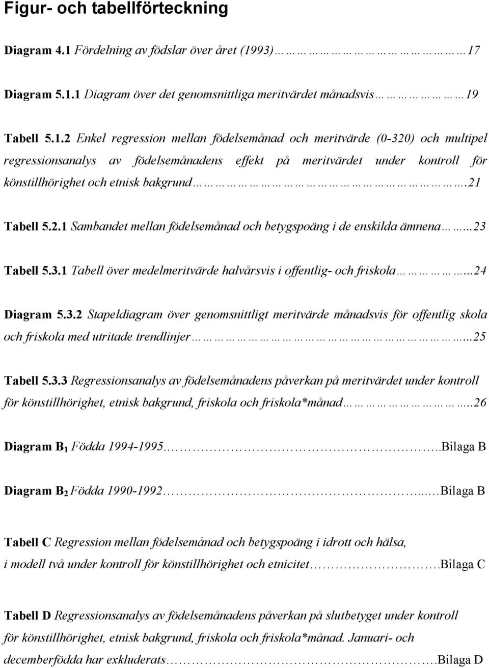 93) 17 Diagram 5.1.1 Diagram över det genomsnittliga meritvärdet månadsvis 19 Tabell 5.1.2 Enkel regression mellan födelsemånad och meritvärde (0-320) och multipel regressionsanalys av födelsemånadens effekt på meritvärdet under kontroll för könstillhörighet och etnisk bakgrund.