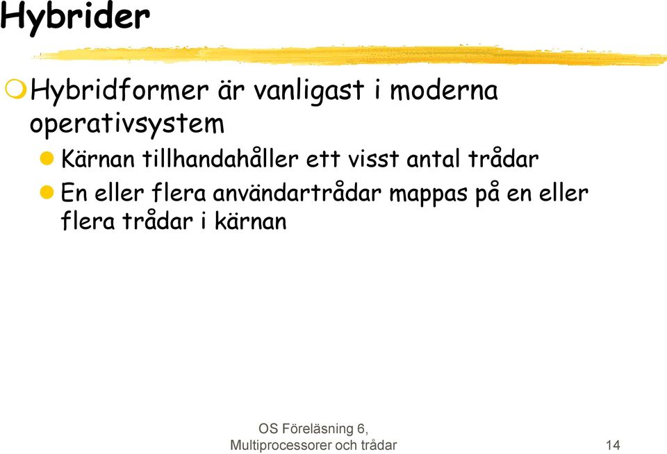 antal trådar En eller flera användartrådar mappas