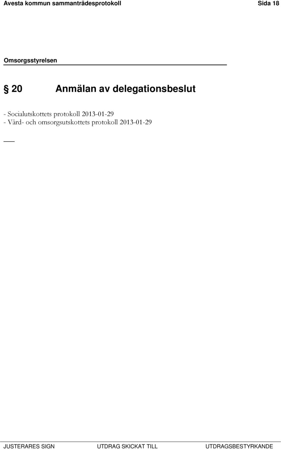Socialutskottets protokoll 2013-01-29 -