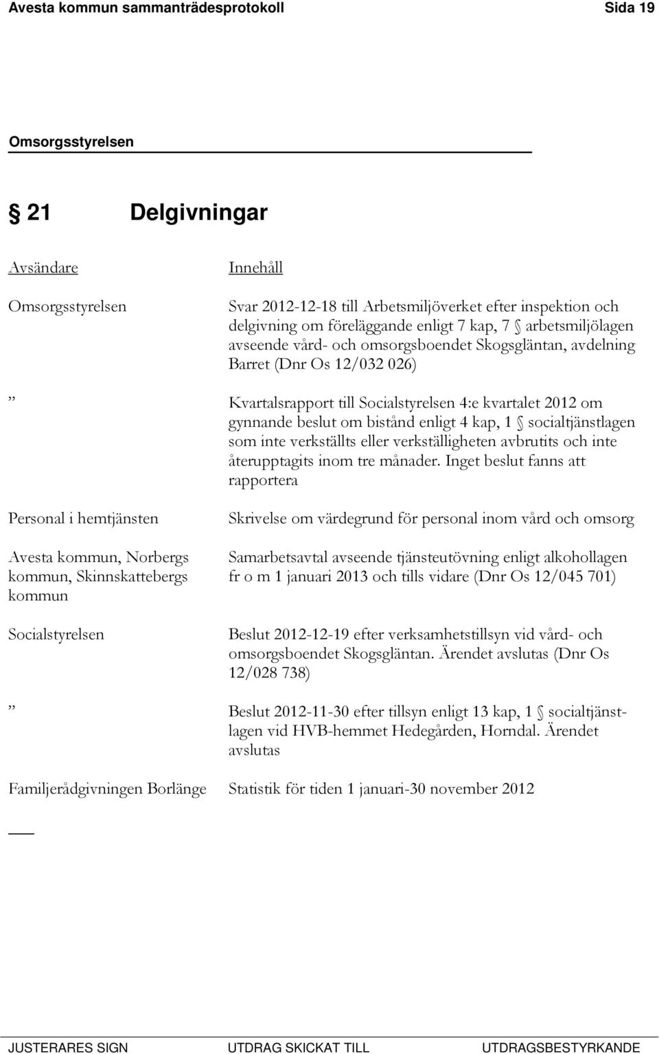 kap, 1 socialtjänstlagen som inte verkställts eller verkställigheten avbrutits och inte återupptagits inom tre månader.