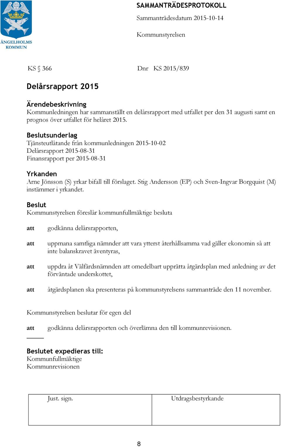 Stig Andersson (EP) och Sven-Ingvar Borgquist (M) instämmer i yrkandet.