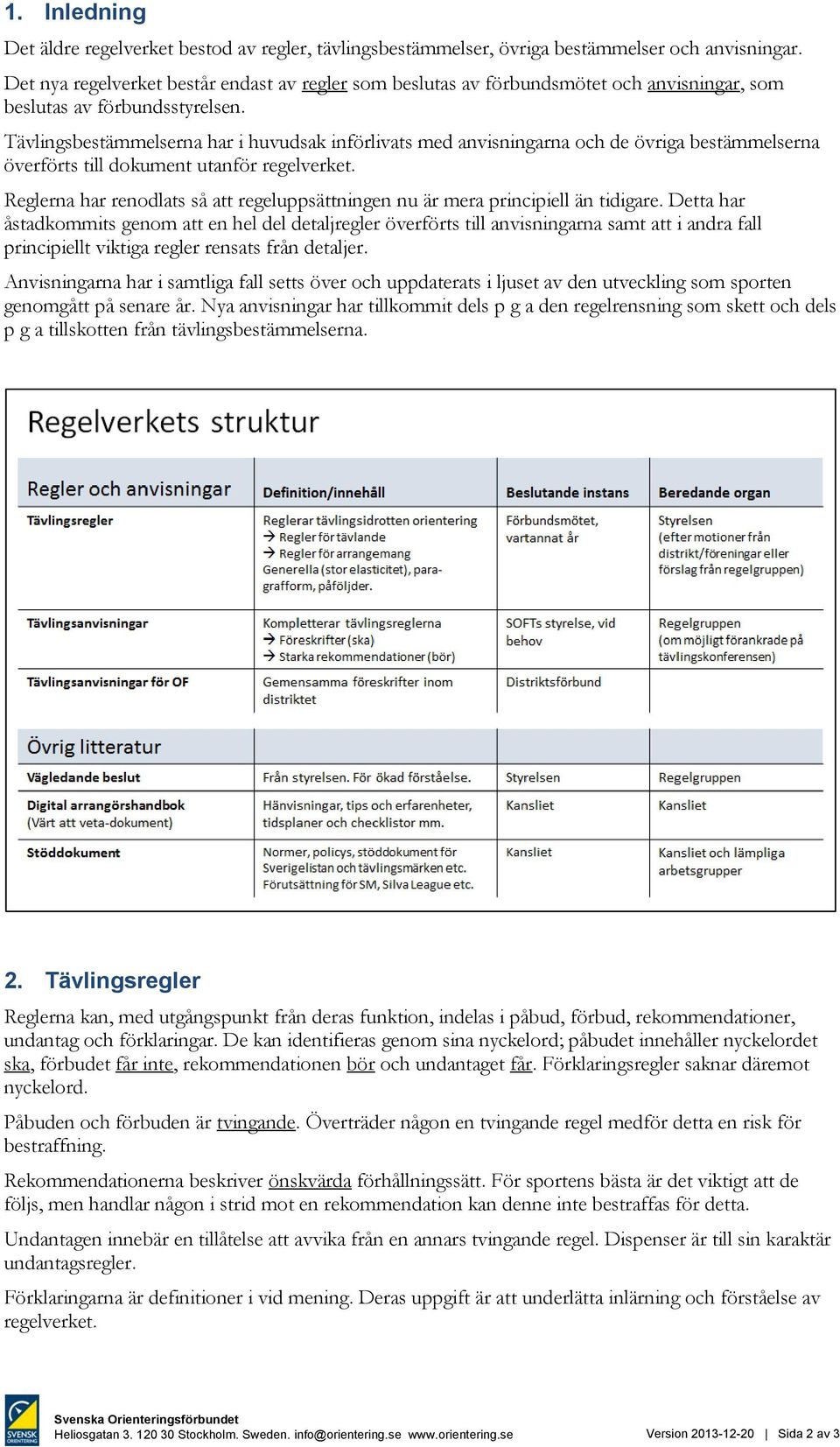 Tävlingsbestämmelserna har i huvudsak införlivats med anvisningarna och de övriga bestämmelserna överförts till dokument utanför regelverket.