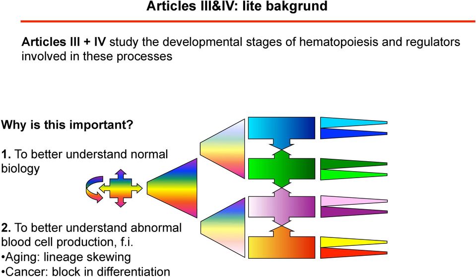 important? 1. To better understand normal biology 2.