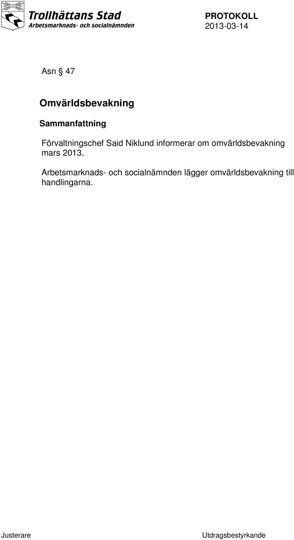 omvärldsbevakning mars 2013.