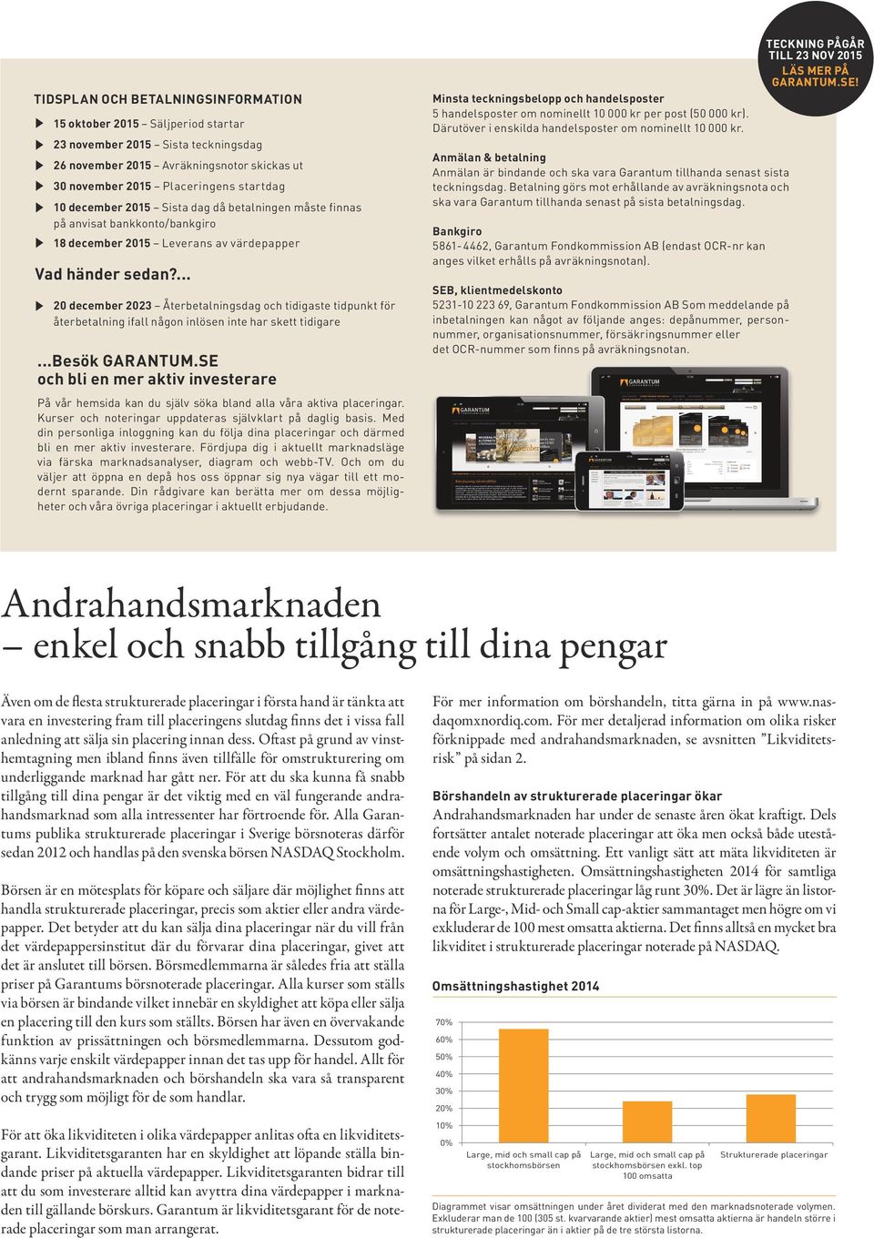 ... 20 december 2023 Återbetalningsdag och tidigaste tidpunkt för återbetalning ifall någon inlösen inte har skett tidigare...besök GARANTUM.