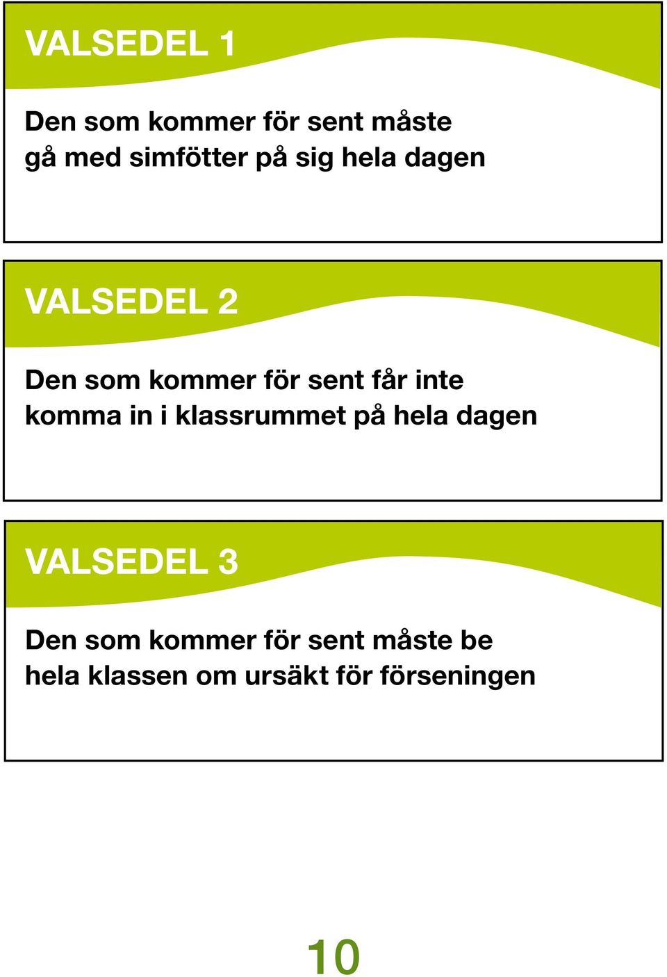 komma in i klassrummet på hela dagen VALSEDEL 3 10 Den som