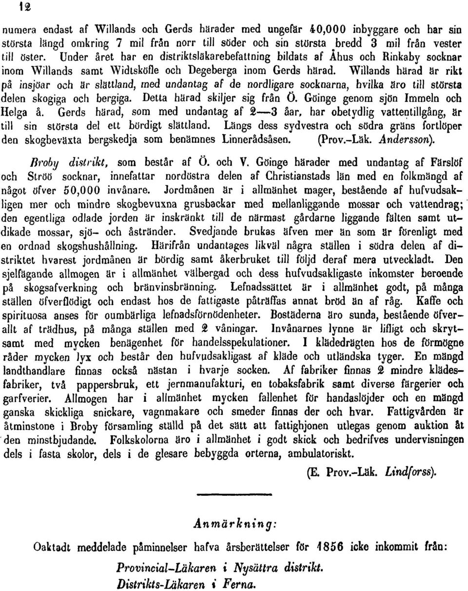 Willands härad är rikt på insjöar och är slättland, med undantag af de nordligare socknarna, hvilka äro till största delen skogiga och bergiga. Detta härad skiljer sig från ö.