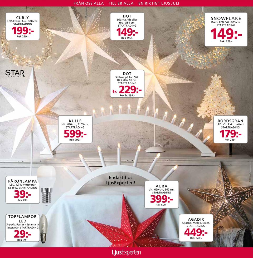 599:- Rek 799:- BORDSGRAN LED. Vit. Exkl. batteri. 179:- Rek 249:- PÄRONLAMPA LED. 1,7W motsvarar ca 15W.