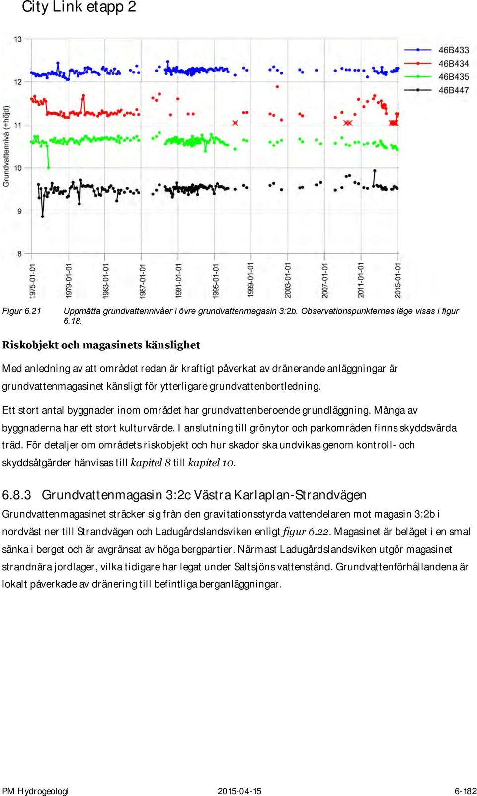 Ett stort antal byggnader inom området har grundvattenberoende grundläggning. Många av byggnaderna har ett stort kulturvärde. I anslutning till grönytor och parkområden finns skyddsvärda träd.