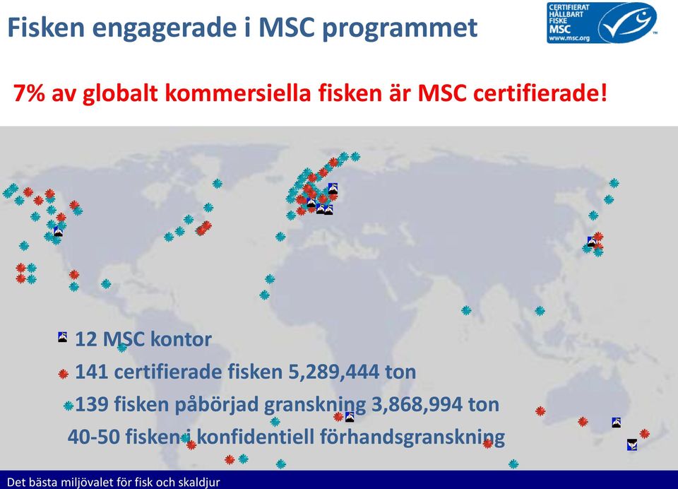 12 MSC kontor 141 certifierade fisken 5,289,444 ton 139 fisken