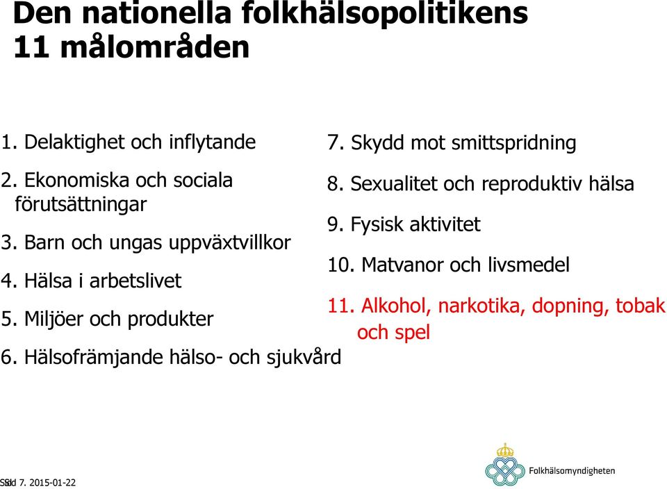 Sexualitet och reproduktiv hälsa förutsättningar 9. Fysisk aktivitet 3.