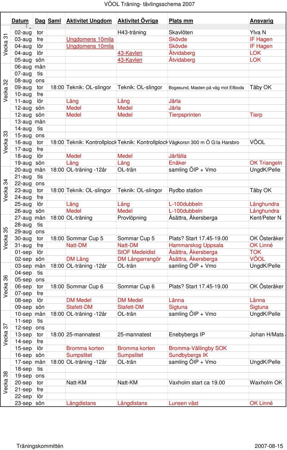 43-Kavlen Åtvidaberg LOK 06-aug mån 07-aug tis 08-aug ons 09-aug tor 18:00 Teknik: OL-slingor Teknik: OL-slingor Bogesund, Masten på väg mot Ellboda Täby OK 10-aug fre 11-aug lör Lång Lång Järla