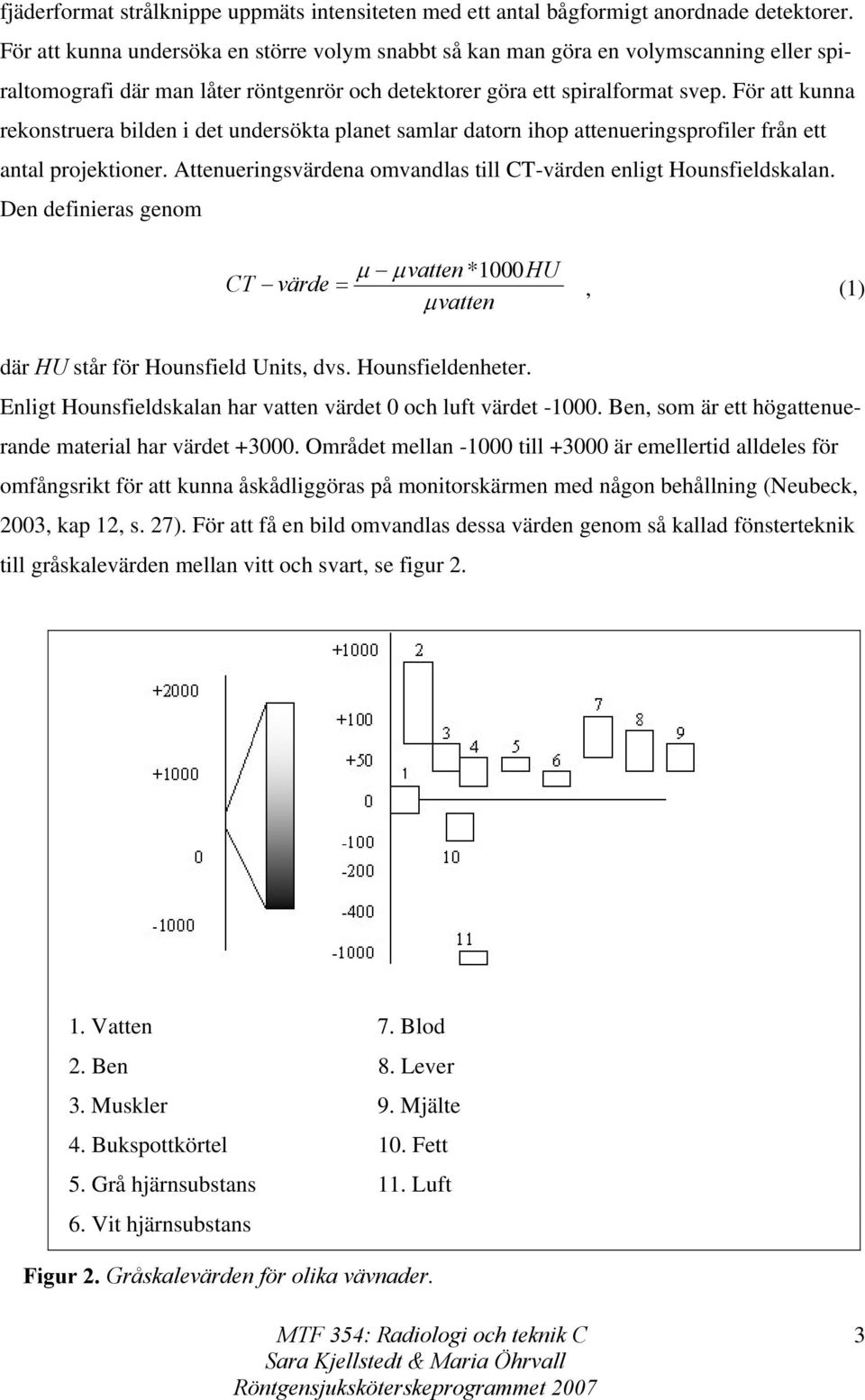 För att kunna rekonstruera bilden i det undersökta planet samlar datorn ihop attenueringsprofiler från ett antal projektioner. Attenueringsvärdena omvandlas till CT-värden enligt Hounsfieldskalan.