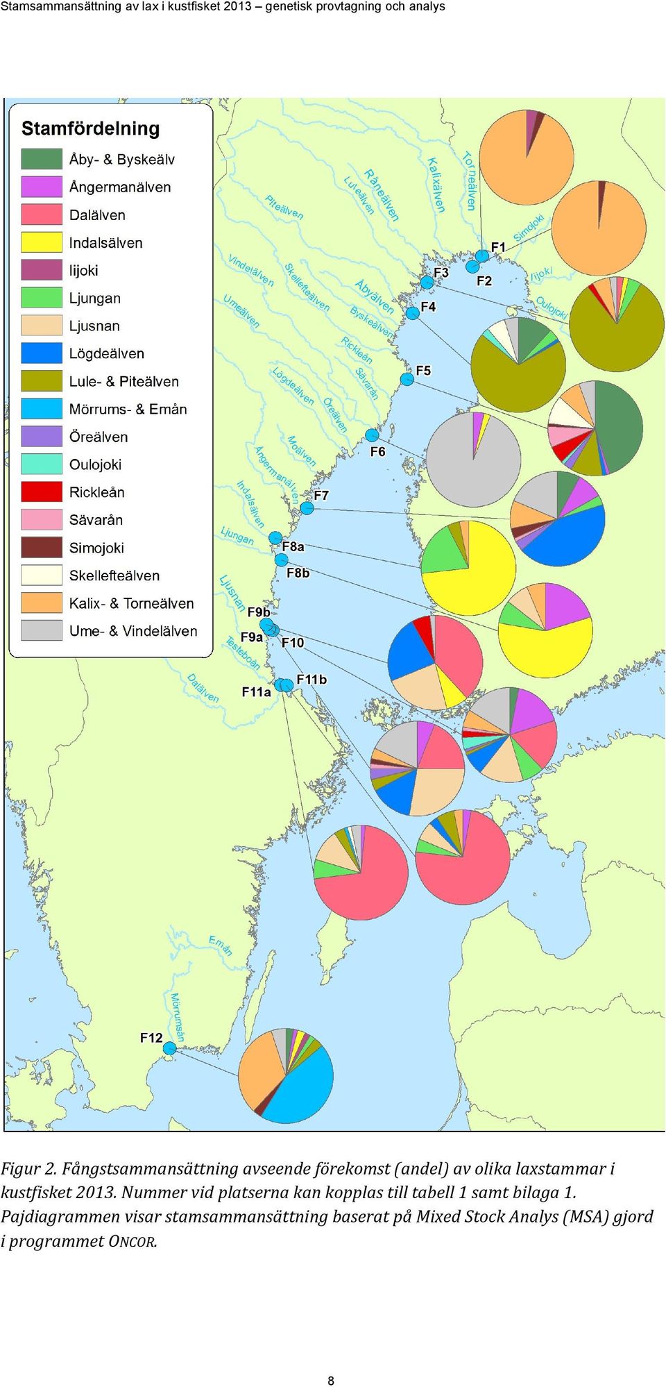 2013. Nummer vid platserna kan kopplas till tabell 1 samt bilaga 1.