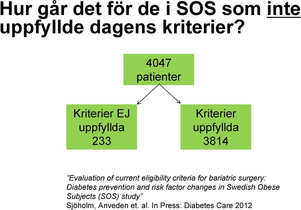 current eligibility criteria for bariatric surgery: Diabetes prevention and risk