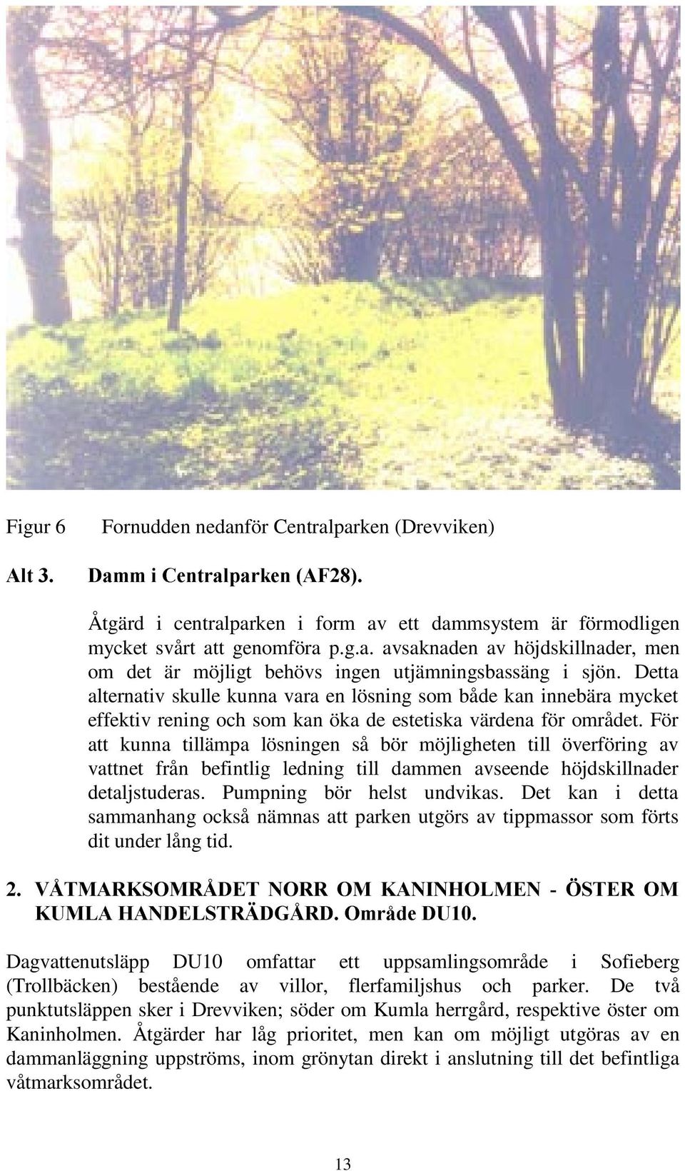 Detta alternativ skulle kunna vara en lösning som både kan innebära mycket effektiv rening och som kan öka de estetiska värdena för området.