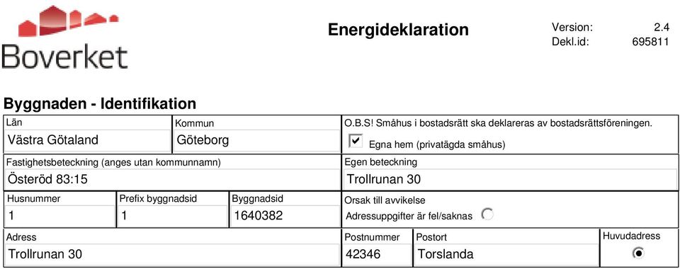 utan kommunnamn) O.B.S! Småhus i bostadsrätt ska deklareras av bostadsrättsföreningen.