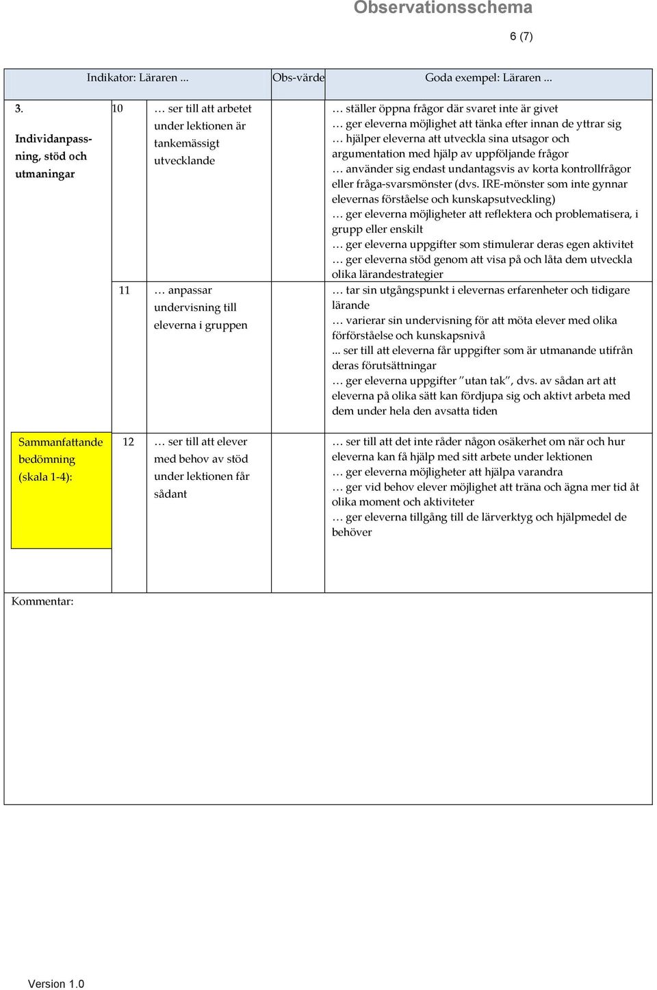 givet ger eleverna möjlighet att tänka efter innan de yttrar sig hjälper eleverna att utveckla sina utsagor och argumentation med hjälp av uppföljande frågor använder sig endast undantagsvis av korta