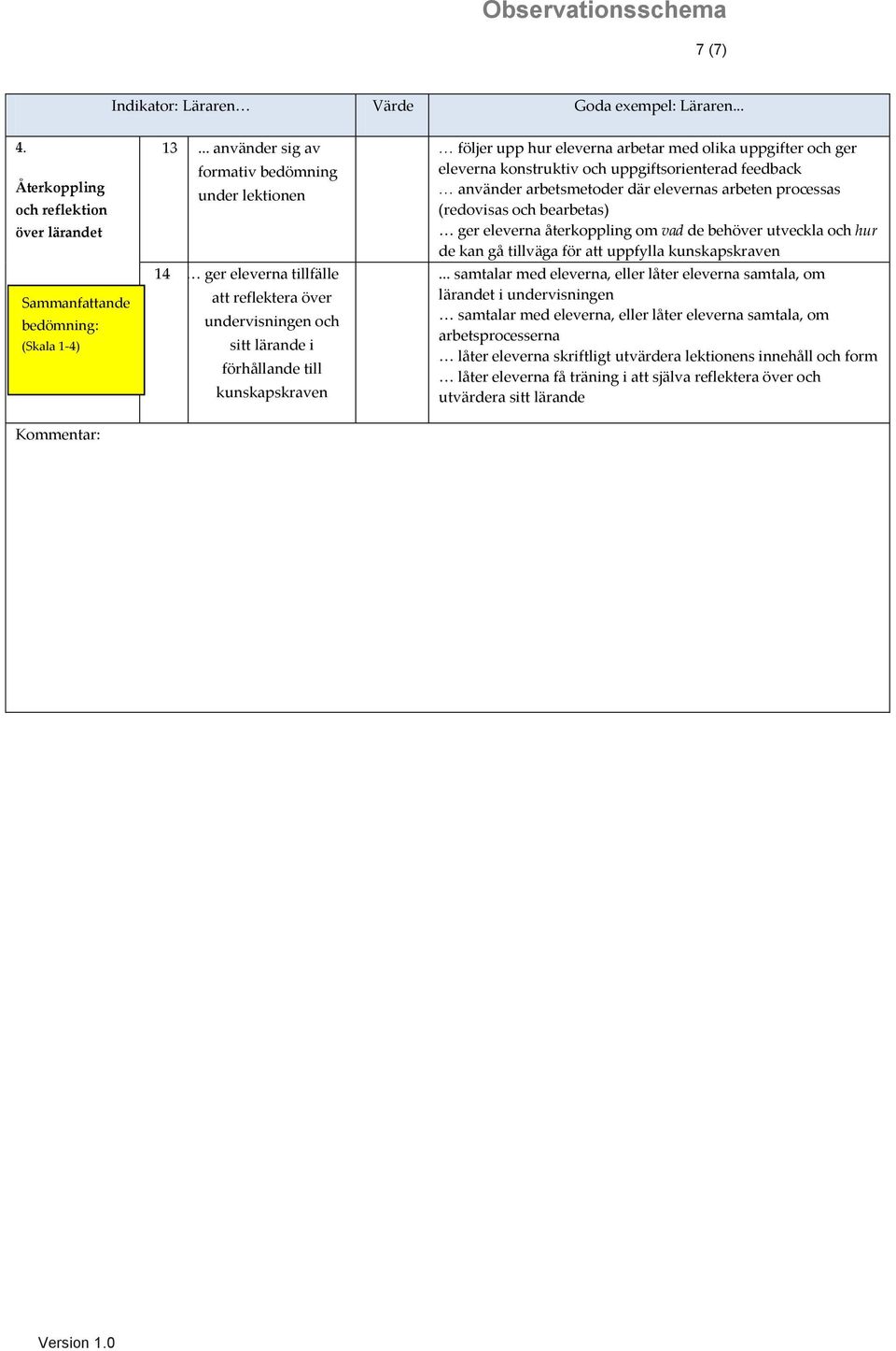 med olika uppgifter och ger eleverna konstruktiv och uppgiftsorienterad feedback använder arbetsmetoder där elevernas arbeten processas (redovisas och bearbetas) ger eleverna återkoppling om vad de