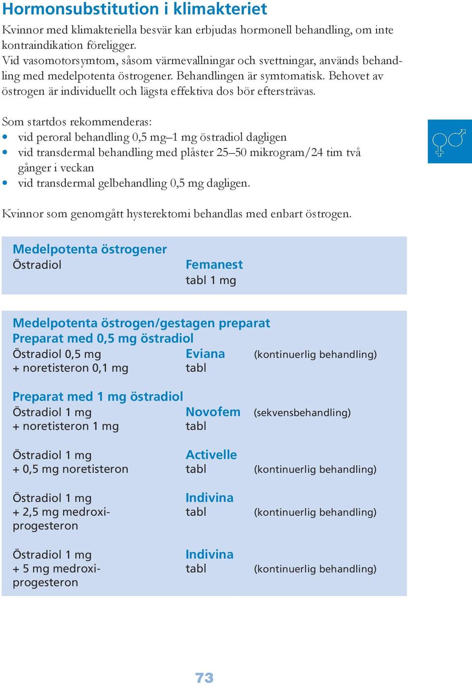 Behovet av östrogen är individuellt och lägsta effektiva dos bör eftersträvas.