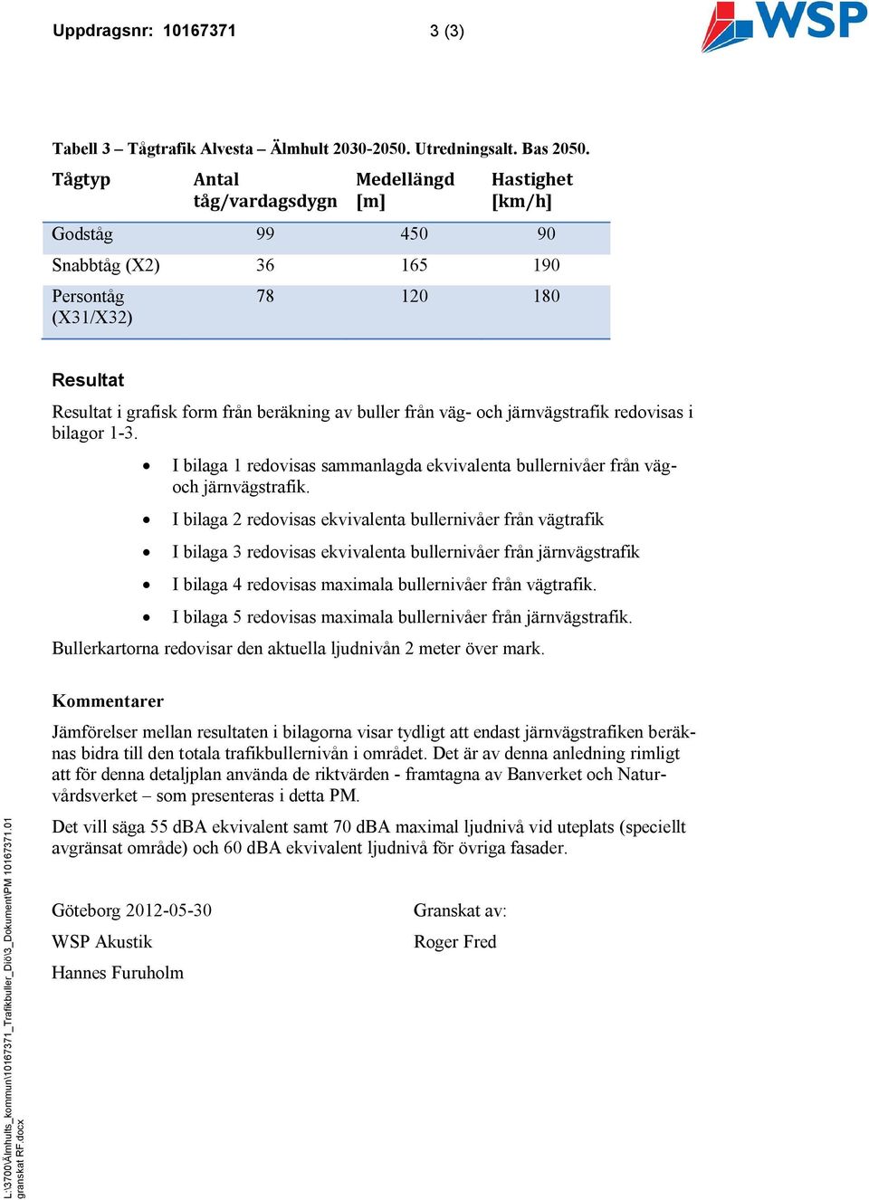 och järnvägstrafik redovisas i bilagor 1-3. I bilaga 1 redovisas saanlagda ekvivalenta bullernivåer från vägoch järnvägstrafik.