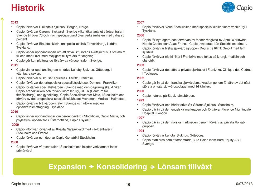 Capio förvärvar Blausteinklinik, en specialistklinik för venkirurgi, i södra Tyskland.