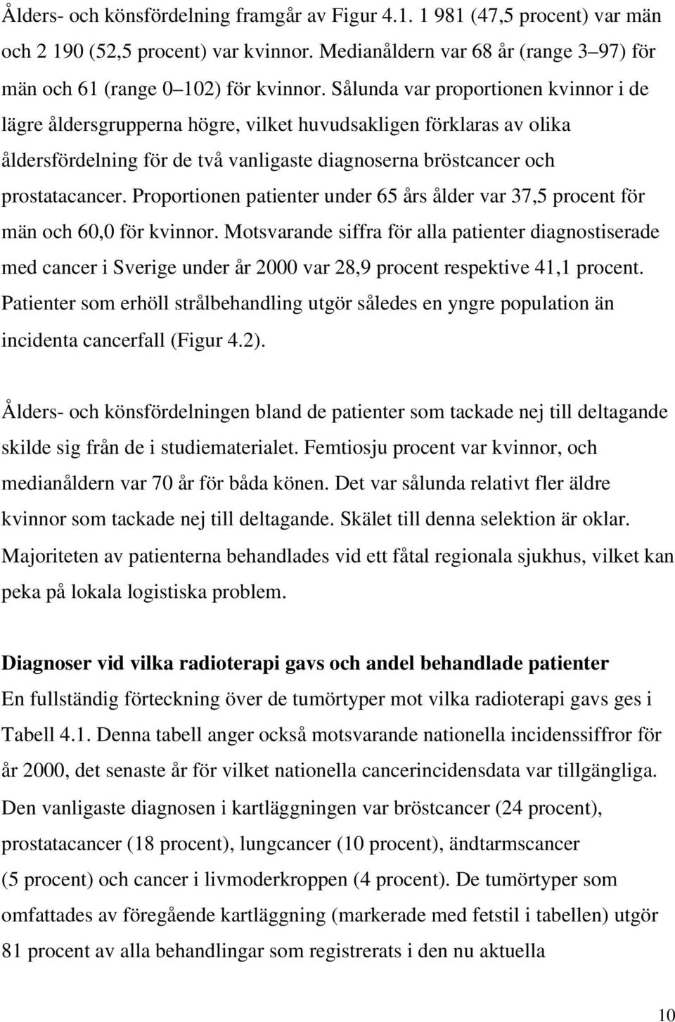 Proportionen patienter under 65 års ålder var 37,5 procent för män och 60,0 för kvinnor.