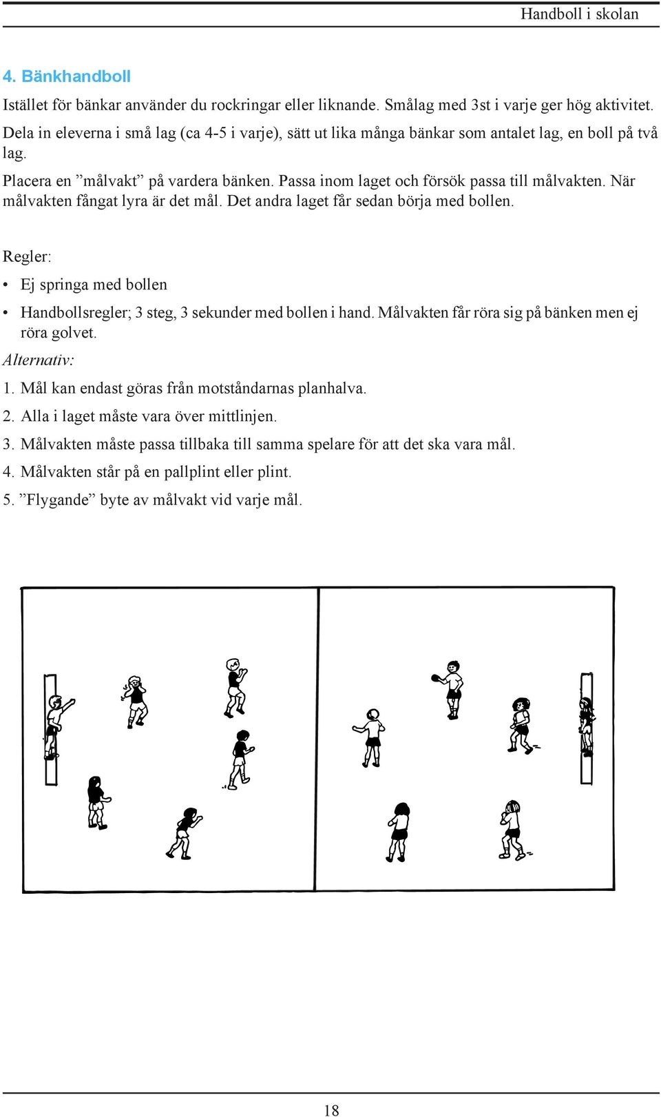 När målvakten fångat lyra är det mål. Det andra laget får sedan börja med bollen. Regler: Ej springa med bollen Handbollsregler; 3 steg, 3 sekunder med bollen i hand.