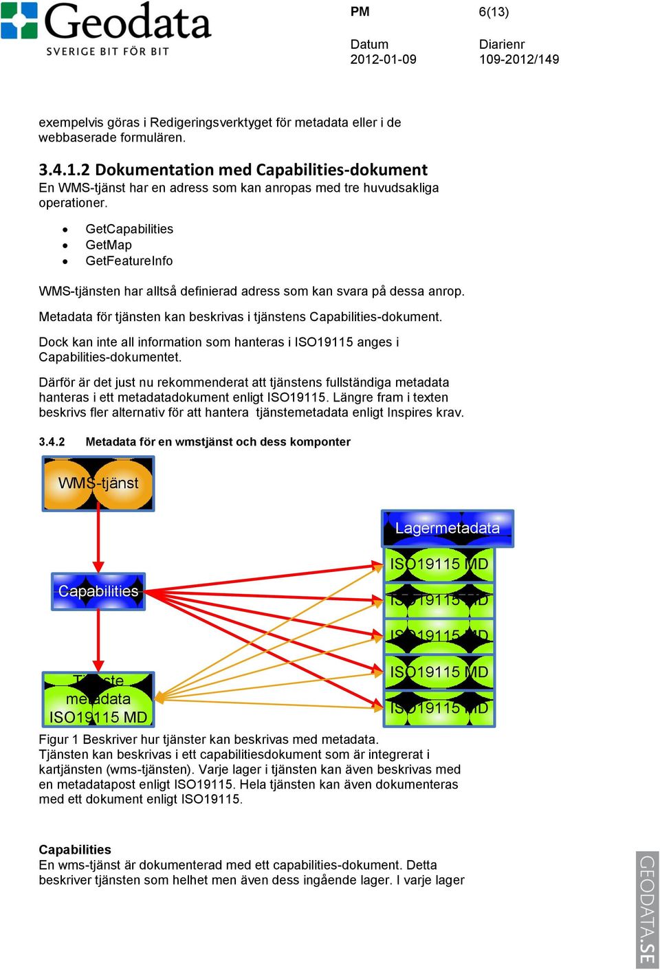 Dock kan inte all information som hanteras i ISO19115 anges i Capabilities-dokumentet.