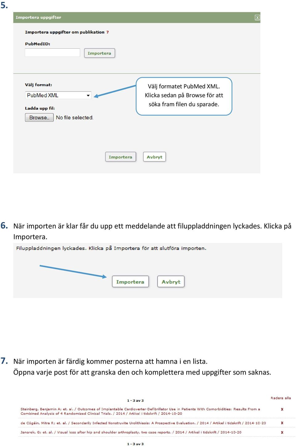 När importen är klar får du upp ett meddelande att filuppladdningen lyckades.