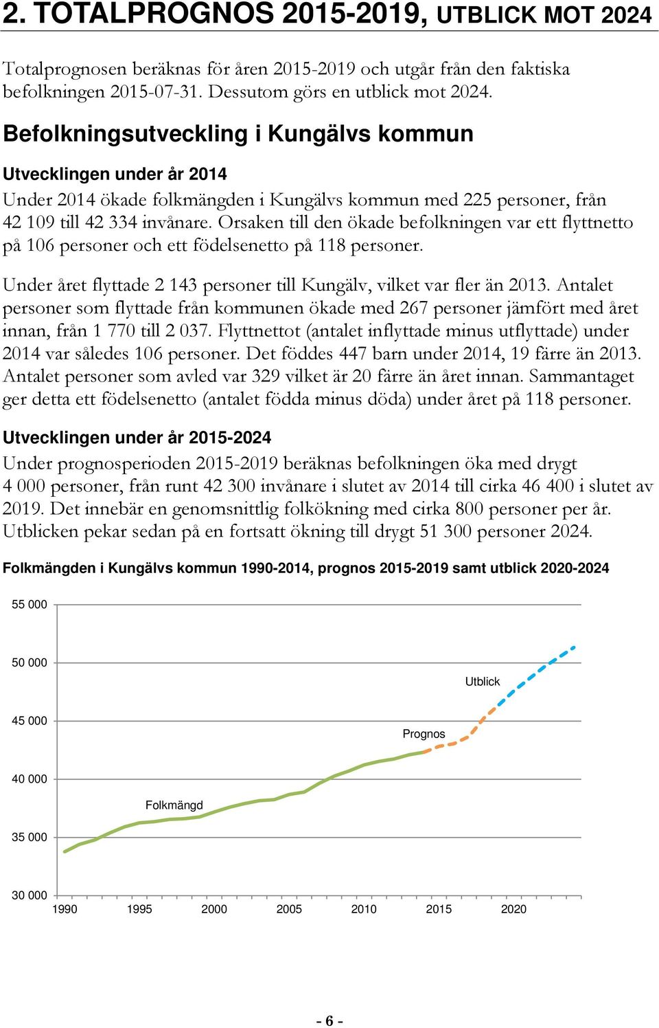 Orsaken till den ökade befolkningen var ett flyttnetto på 106 personer och ett födelsenetto på 118 personer. Under året flyttade 2 143 personer till Kungälv, vilket var fler än 2013.