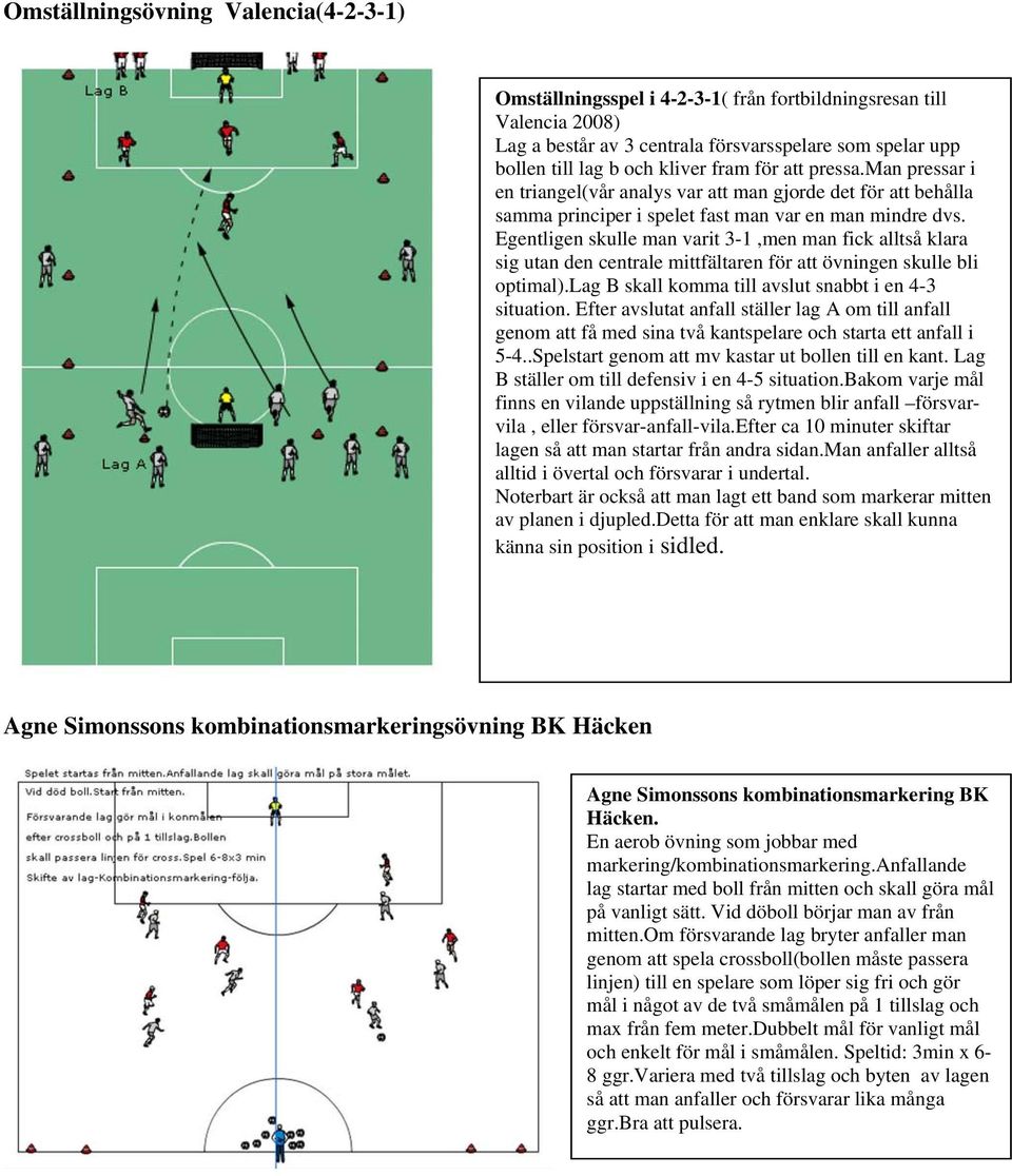 Egentligen skulle man varit 3-1,men man fick alltså klara sig utan den centrale mittfältaren för att övningen skulle bli optimal).lag B skall komma till avslut snabbt i en 4-3 situation.