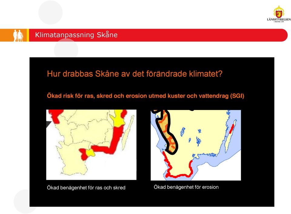 Ökad risk för ras, skred och erosion utmed kuster och