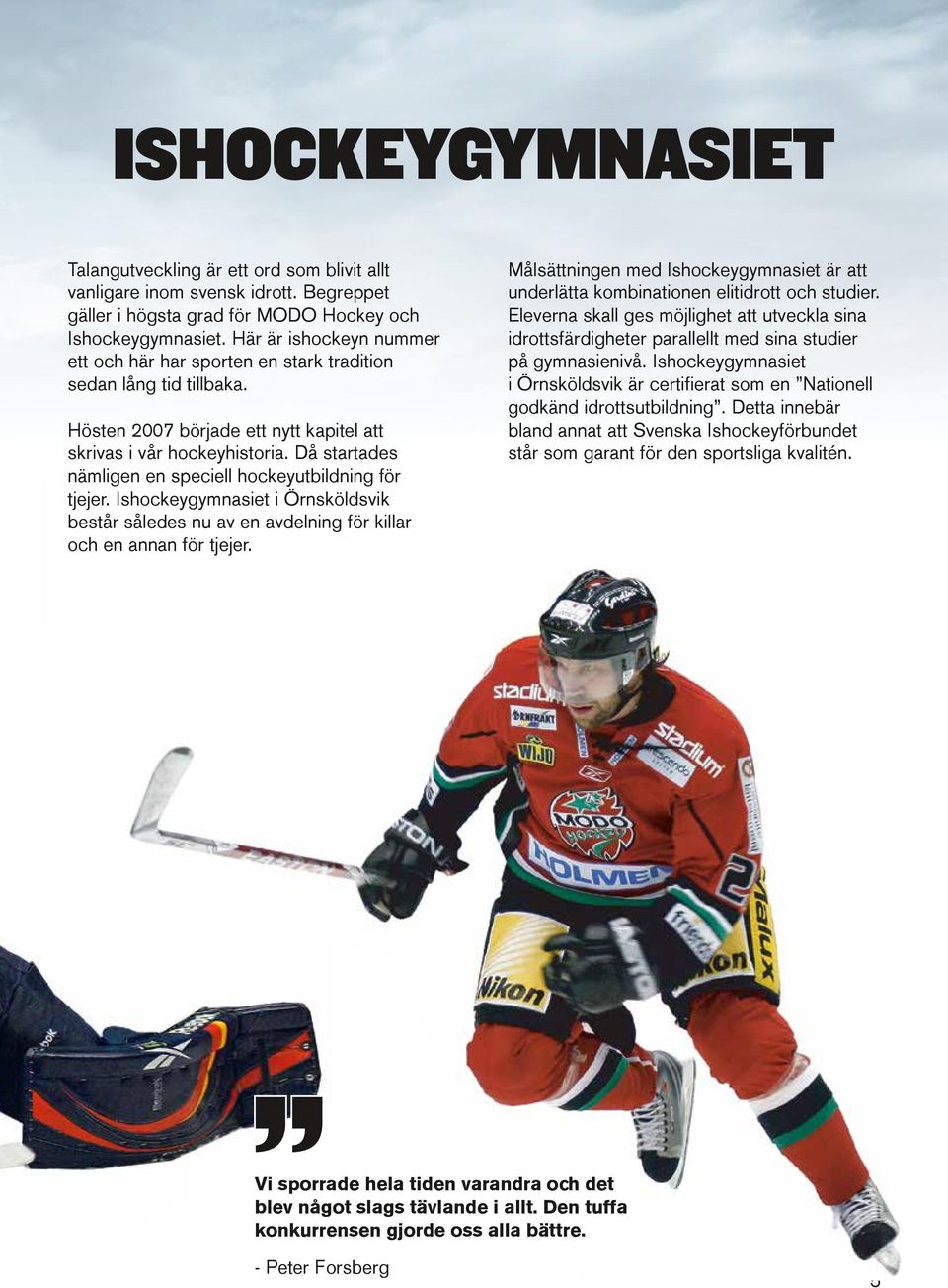 Då startades nämligen en speciell hockeyutbildning för tjejer. Ishockeygymnasiet i Örnsköldsvik består således nu av en avdelning för killar och en annan för tjejer.